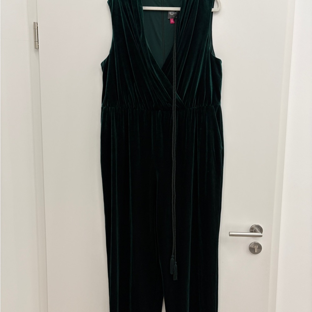 Vince Camuto Dark Green Velvet Jumpsuit